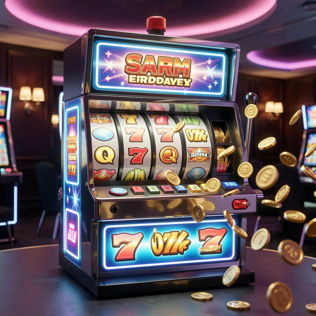 KASH7777 – Experience thrilling online slot action for Bangladeshi players Modern glowing slot machine with spinning reels and falling coins showcasing the exciting casino atmosphere of KASH7777 in Bangladesh